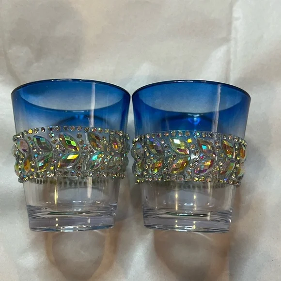 Hand Crafted Bling Embellished Plastic Shot Glasses Set of 2 - Picture 10 of 10